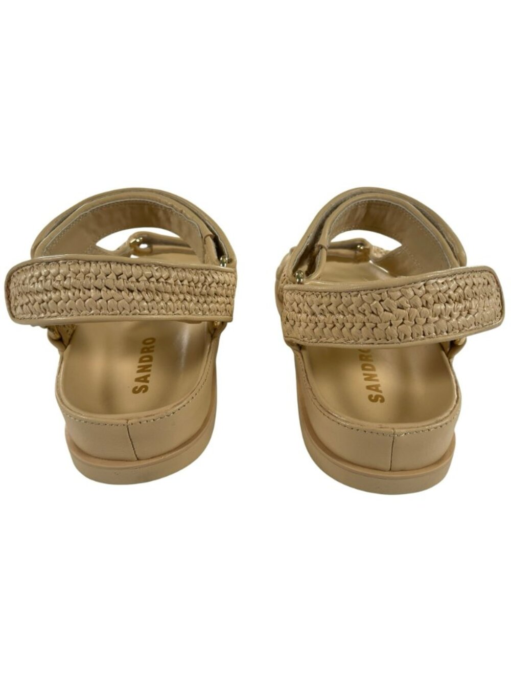 Sandro Raffia Flat Sandals Beige Open Toe Comfy Casual Women's Size 8 NEW - Picture 7 of 9